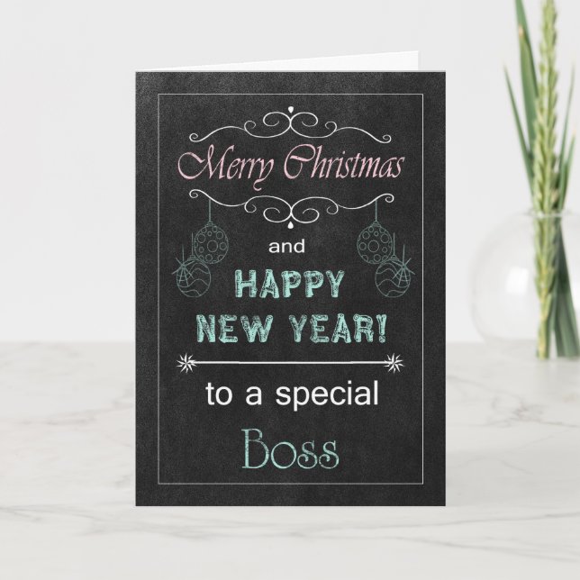 Boss Chalkboard Christmas Card (Front)
