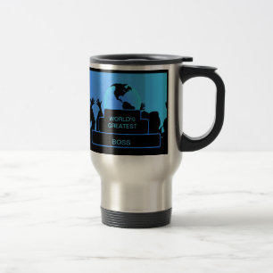 Boss Cheering World’s Greatest Blue Travel Mug
