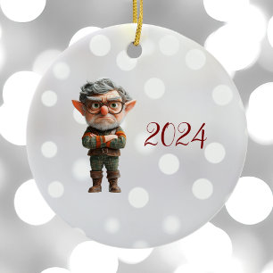 Boss Christmas Elf Ceramic Ornament