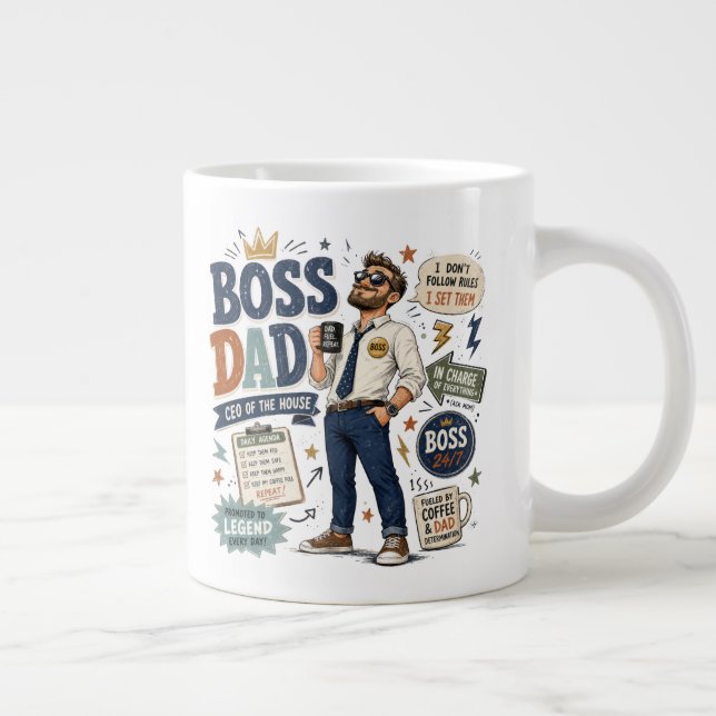 Boss Dad  Large Coffee Mug (Right)