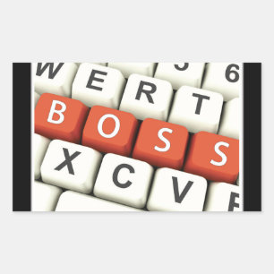 Boss Day, Red Boss in Computer Keyboard Rectangular Sticker
