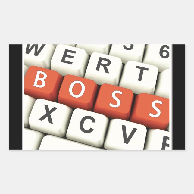 Boss Day, Red Boss in Computer Keyboard Rectangular Sticker (Front)
