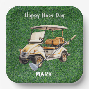 Boss Day with golf cart for Golfer  Paper Plate
