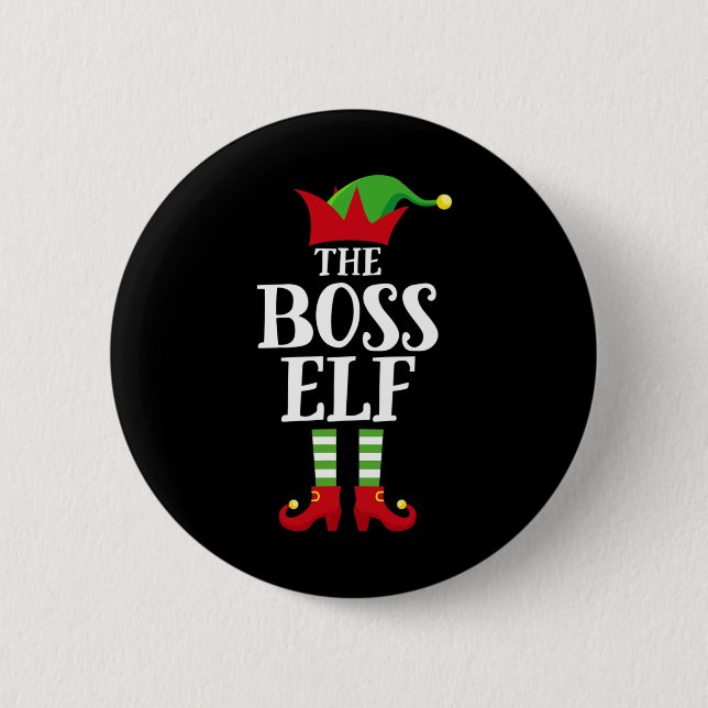 Boss Elf Family Matching Christmas Group Elf Pajam 6 Cm Round Badge (Front)