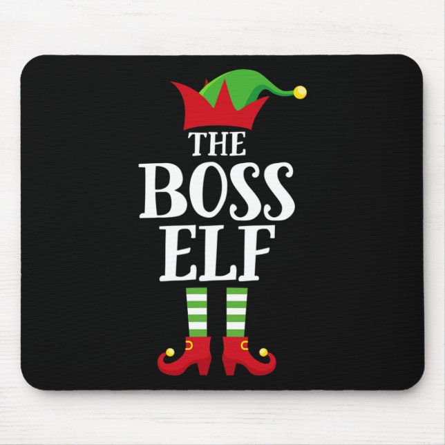 Boss Elf Family Matching Christmas Group Elf Pajam Mouse Mat (Front)