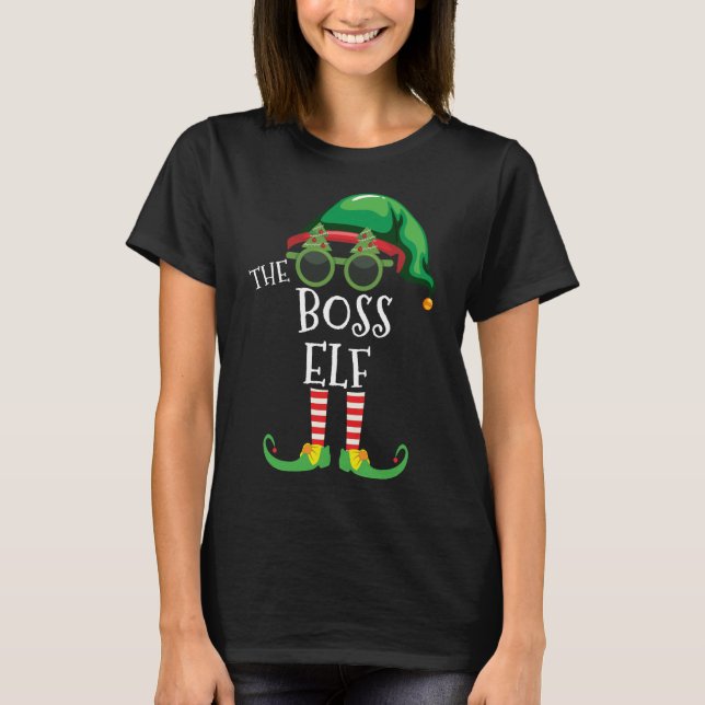 Boss Elf Matching Christmas Party Pjs Family Outfi T-Shirt (Front)
