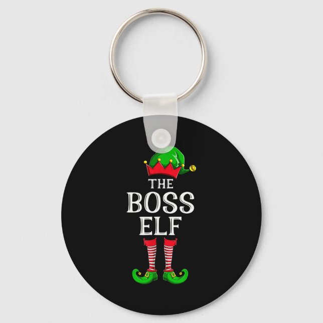 Boss Elf Matching Family Group Christmas Party Paj Key Ring (Front)