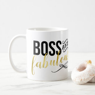 Boss & Fabulous Gold & Black Typography Coffee Mug