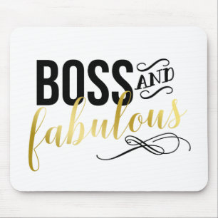 Boss & Fabulous Gold & Black Typography Mouse Mat