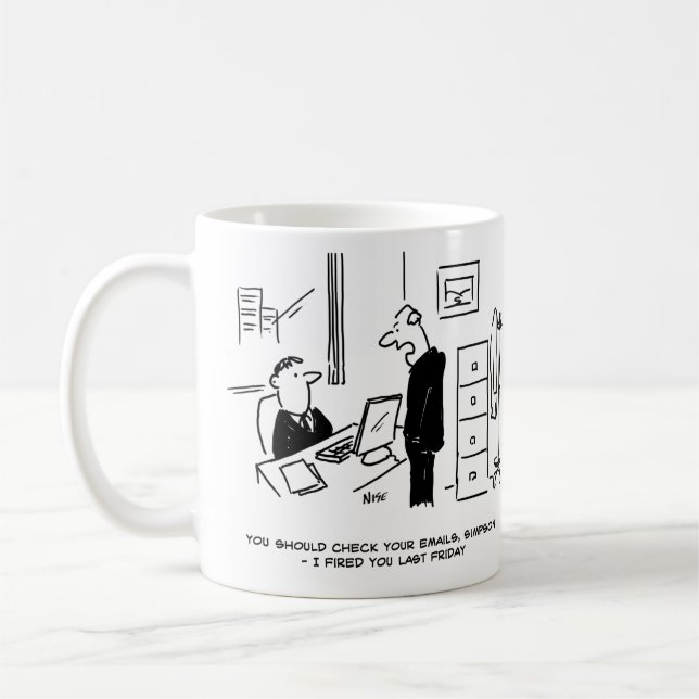 Boss Fires an Office Employee by Email Coffee Mug (Left)