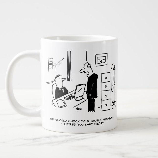 Boss Fires an Office Employee by Email Large Coffee Mug (Left)