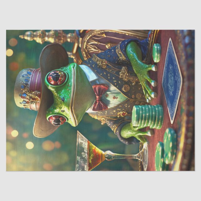 Boss Frog, Frog playing Cards Tissue Paper (Front)