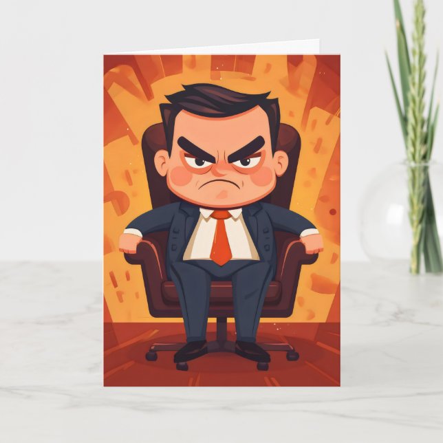 Boss Funny Cartoon Holiday Card (Front)