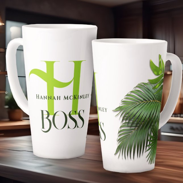 Boss Gift Tropical Monogram Latte Mug (Creator Uploaded)
