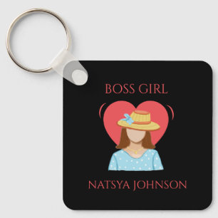 boss girl cute unique editable key ring