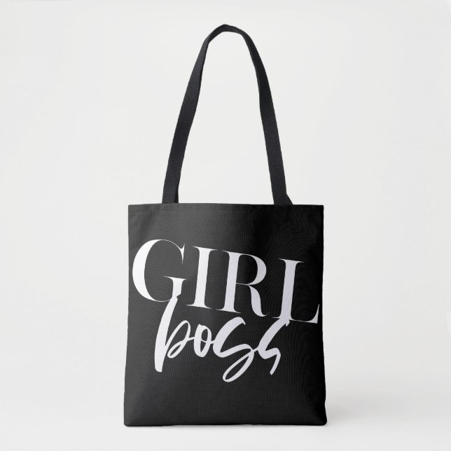 Boss Girl | Modern White Text | Tote Bag (Front)