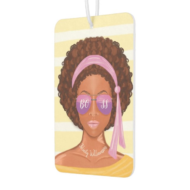 Boss Girl | Retro African America Beach Beauty Car Air Freshener (Left)
