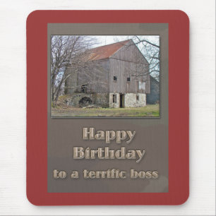 Boss Happy Birthday Old Bank Barn Mouse Mat