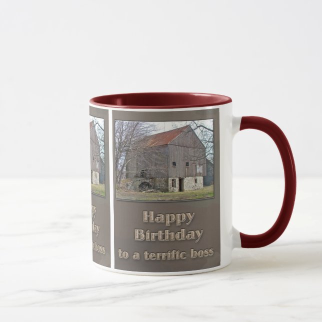 Boss Happy Birthday Old Bank Barn Mug (Right)