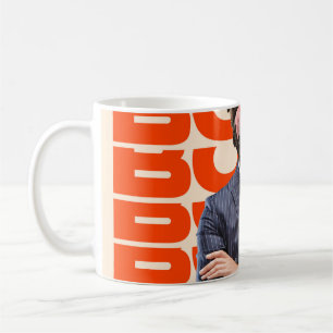 Boss headed by dog head standing with hands crosse coffee mug