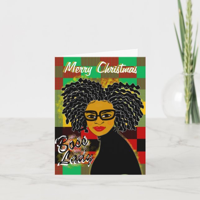 Boss Lady African American Christmas Cards (Front)
