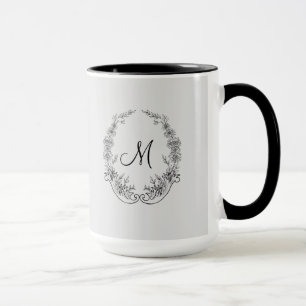Boss Lady Black Grey Monogram Ringer 15oz Mug