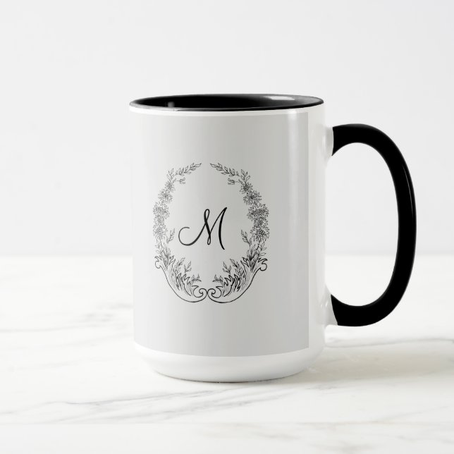 Boss Lady Black Grey Monogram Ringer 15oz Mug (Right)