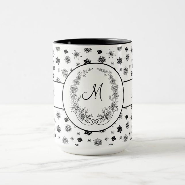 Boss Lady Black Monogram Ringer 15oz Mug (Center)