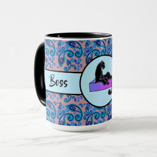 Boss Lady Black Pink Cat Ringer 15oz Mug