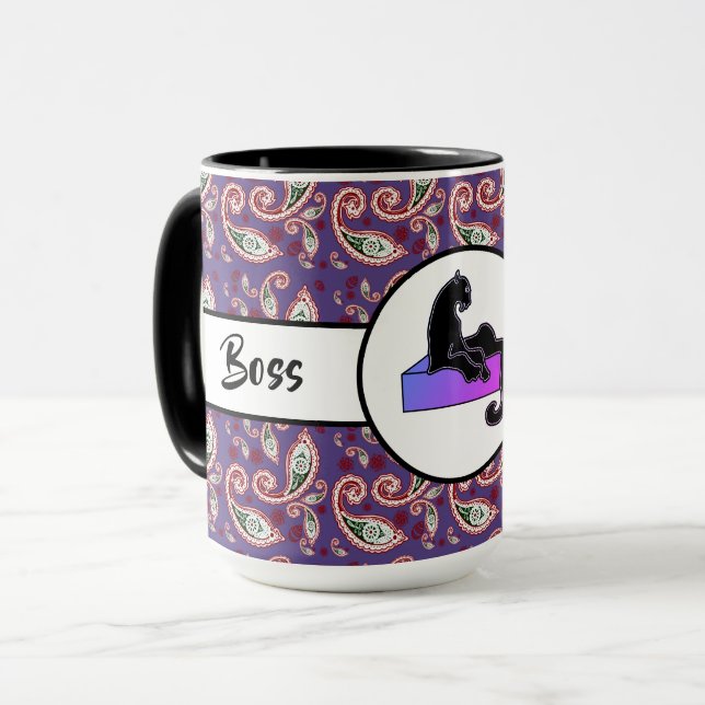 Boss Lady Black Pink Cat Ringer 15oz Mug (Front Left)