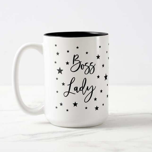 Boss lady black star Two-Tone coffee mug (Left)