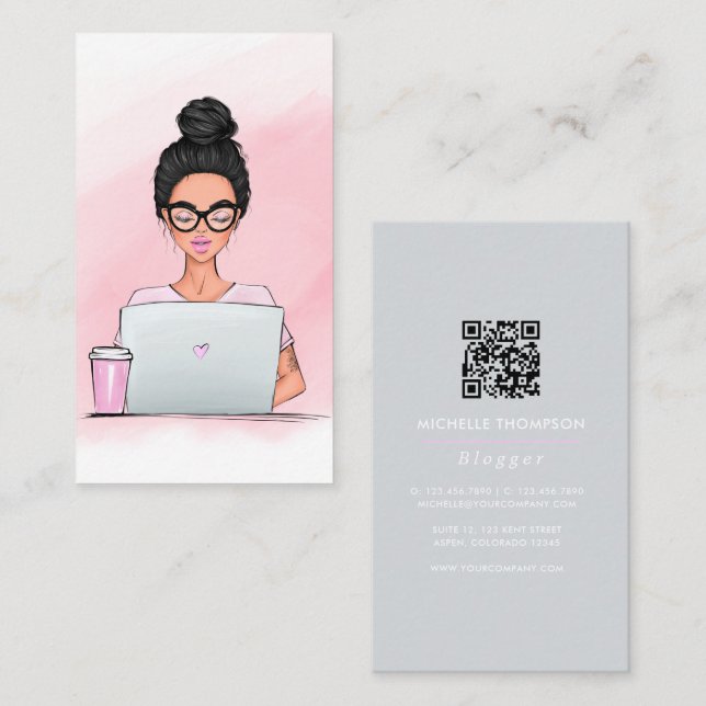 Boss Lady Blogger QR Code Business Card (Front/Back)