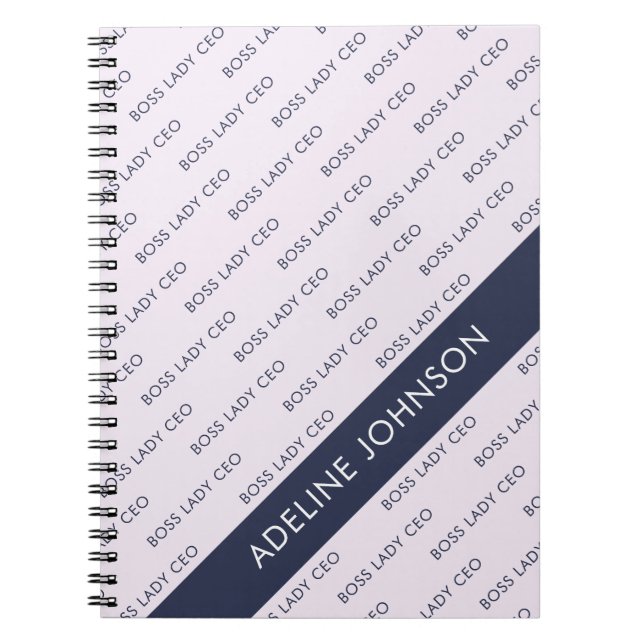 Boss Lady CEO Text Pattern on Pale Mauve Notebook (Front)