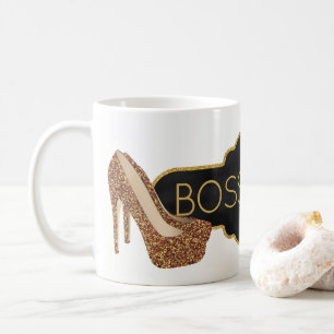 Boss Lady   Chic Black Gold Glitter Shoes Coffee Mug