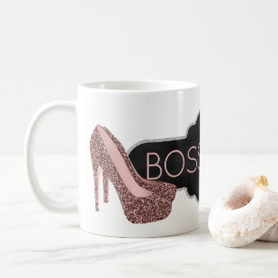 Boss Lady Chic Silver Pink Glitter Shoes Coffee Mug