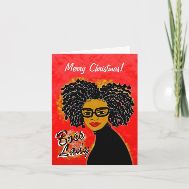 Boss Lady Christmas Holiday Greeting Card (Front)