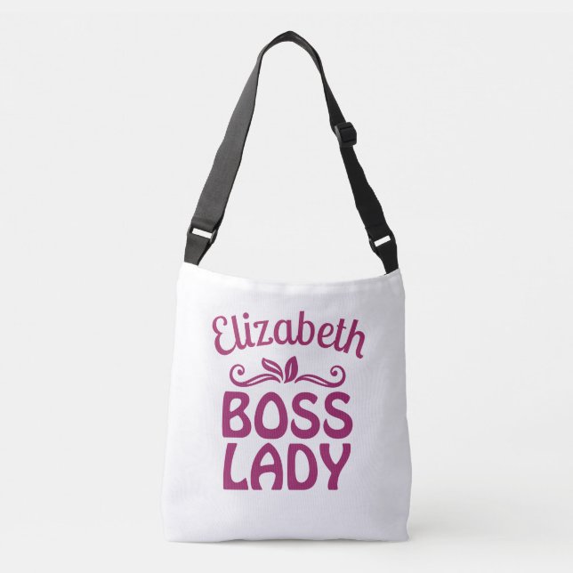 Boss Lady Cool Pink Text Crossbody Bag (Front)