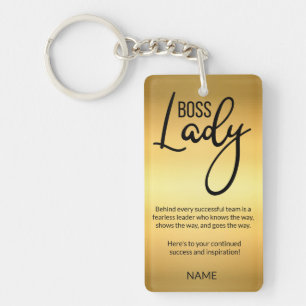 Boss Lady Custom Gold Leadership Quote Acrylic Key Ring