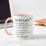 Boss Lady Definition Mug Empowering Office Gift<br><div class="desc">Celebrate powerful women with the Boss Lady Definition Mug, an ideal office gift that embodies strength, intelligence, and leadership. This chic, dictionary-style mug elevates workspaces and makes a perfect appreciation gift for ambitious female leaders. Whether for a professional woman or a superwoman, this unique mug serves as an inspiring reminder...</div>
