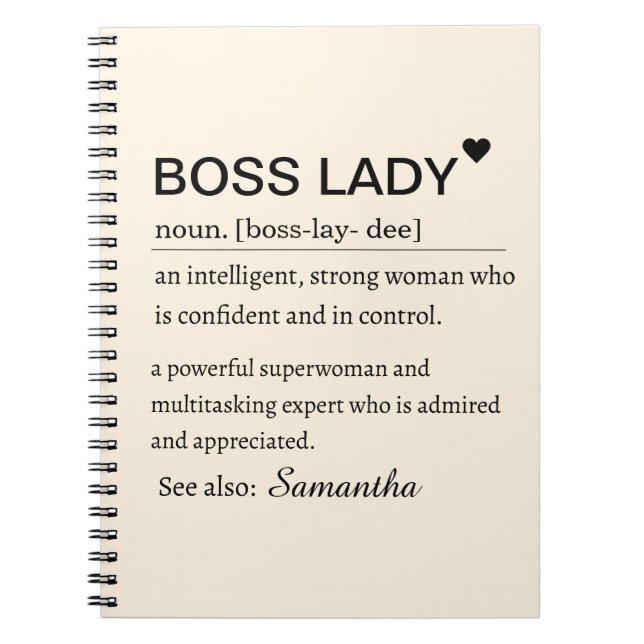 Boss Lady Definition Personalized  Notebook (Front)