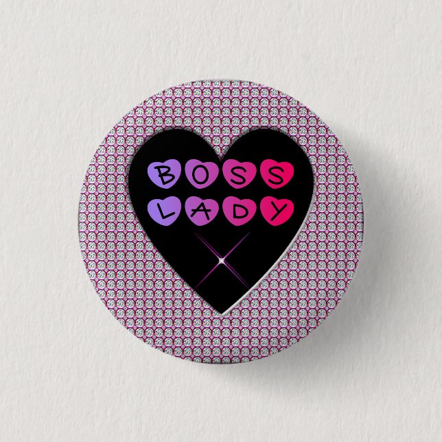 Boss Lady Diamonds and Hearts Button (Front)