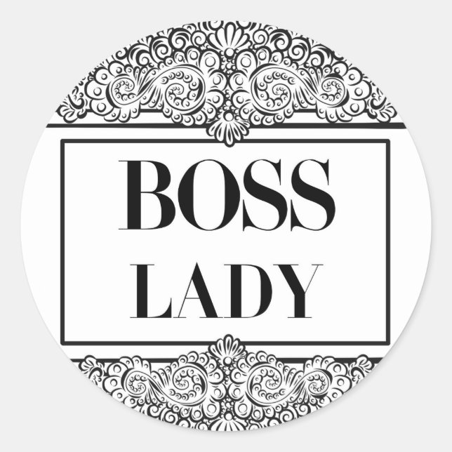 Boss Lady – Elegant Empowerment Classic Round Sticker (Front)