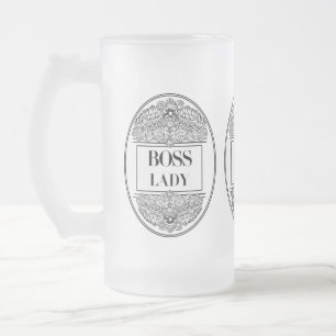 Boss Lady – Elegant Empowerment Frosted Glass Beer Mug