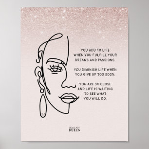Boss Lady Face Rose Gold Ombre Motivational Quote Poster
