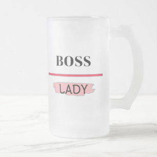  BOSS LADY FROSTED GLASS BEER MUG