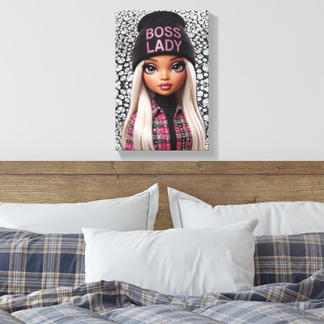 Boss Lady Glam Doll Canvas Print (Insitu(Bedroom))