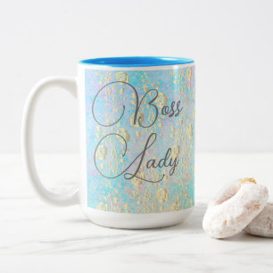Boss Lady Gold Floral on Pastels Mug
