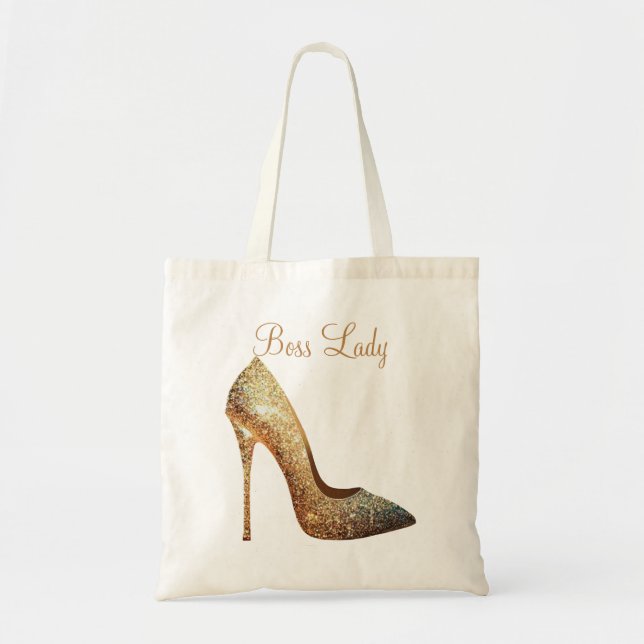 Boss Lady Golden Glitter High heels Tote Bag (Front)