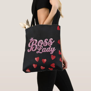 Boss Lady Hearts All-Over-Print Tote Bag