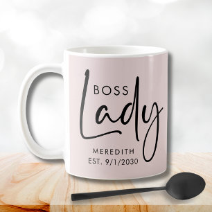 Boss Lady Logo Blush Pink Personalised Coffee Mug